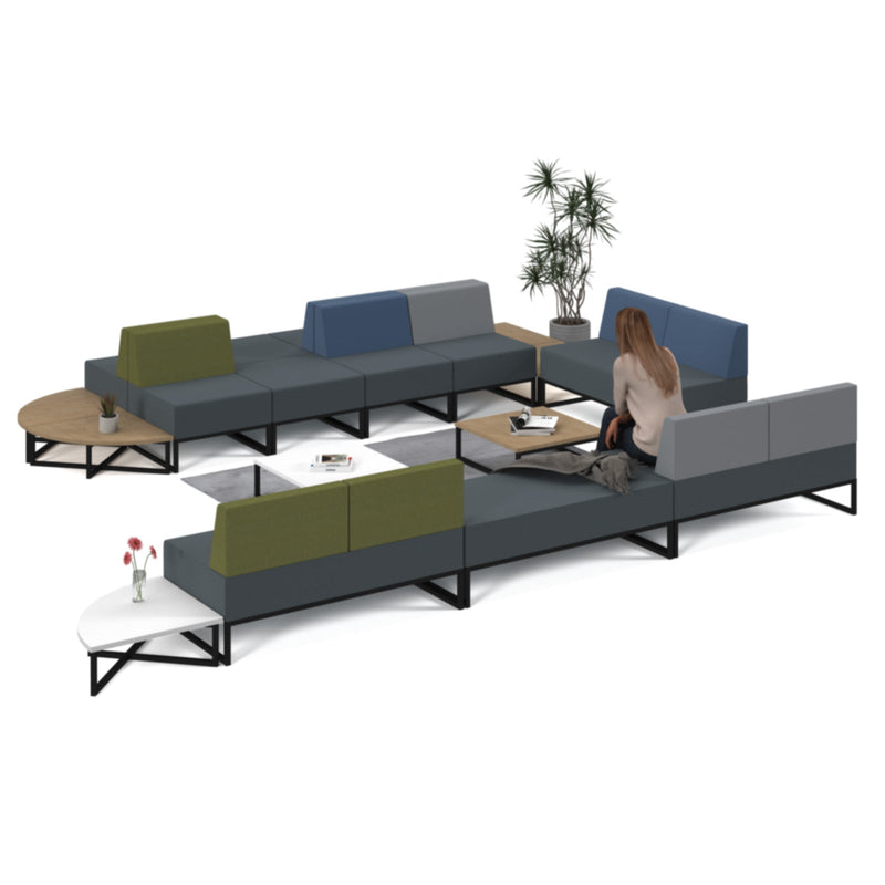 Nera Modular Soft Seating Double Bench With Back And Black Frame - NWOF