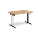 Rectangular Folding Leg Table With Straight Foot Rails - Oak - NWOF