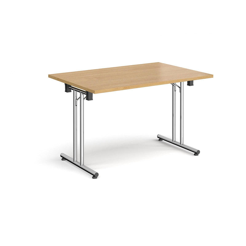 Rectangular Folding Leg Table With Straight Foot Rails - Oak - NWOF