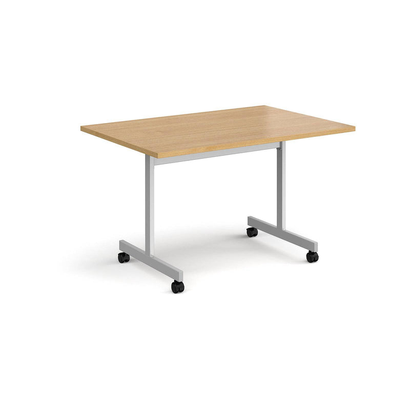 Rectangular Fliptop Meeting Table With Silver Frame - Oak - NWOF
