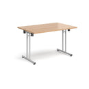 Rectangular Folding Leg Table With Straight Foot Rails - Beech - NWOF
