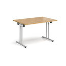 Rectangular Folding Leg Table With Straight Foot Rails - Oak - NWOF