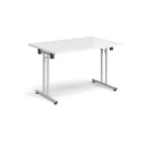 Rectangular Folding Leg Table With Straight Foot Rails - White - NWOF