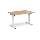 Rectangular Folding Leg Table With Straight Foot Rails - Oak - NWOF