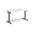 Rectangular Folding Leg Table With Straight Foot Rails - White - NWOF