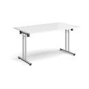 Rectangular Folding Leg Table With Straight Foot Rails - White - NWOF