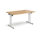Rectangular Folding Leg Table With Straight Foot Rails - Oak - NWOF