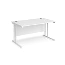 Maestro 25 800mm Deep Straight Desk With Cantilever Leg - White - NWOF