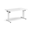 Rectangular Folding Leg Table With Straight Foot Rails - White - NWOF