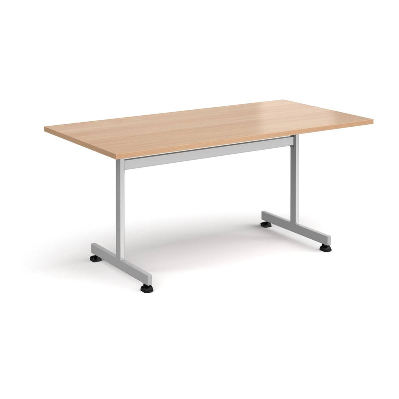 Rectangular Fliptop Meeting Table With Silver Frame - Beech - NWOF