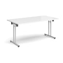 Rectangular Folding Leg Table With Straight Foot Rails - White - NWOF