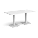 Brescia Rectangular Dining Table With Flat Square Base - White - NWOF