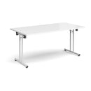 Rectangular Folding Leg Table With Straight Foot Rails - White - NWOF