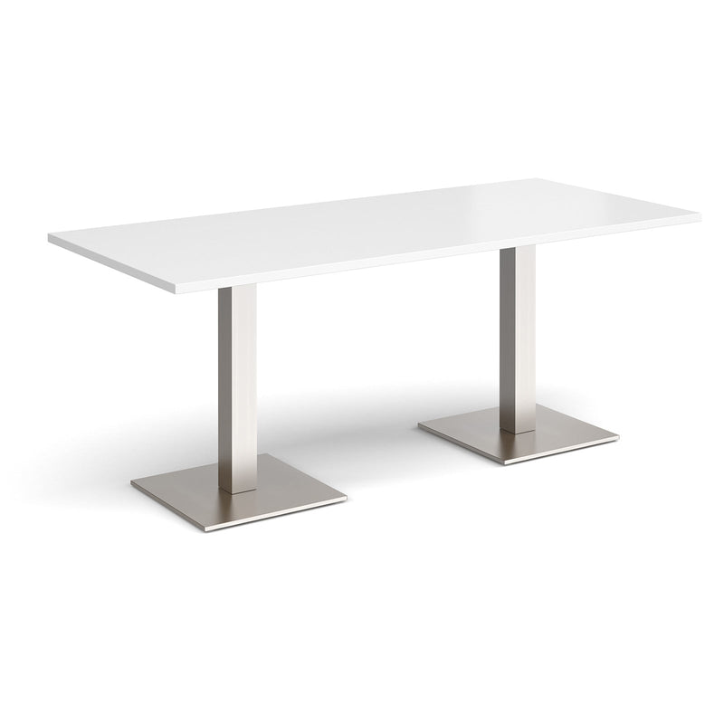 Brescia Rectangular Dining Table With Flat Square Base - White - NWOF