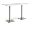 Brescia Rectangular Poseur Table With Flat Square Base - White - NWOF