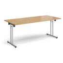 Rectangular Folding Leg Table With Straight Foot Rails - Oak - NWOF
