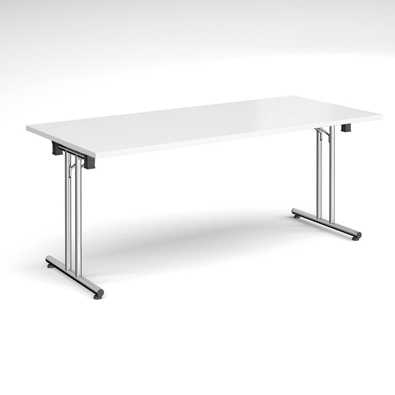 Rectangular Folding Leg Table With Straight Foot Rails - White - NWOF