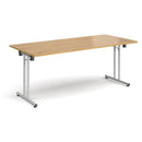 Rectangular Folding Leg Table With Straight Foot Rails - Oak - NWOF
