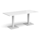 Brescia Rectangular Dining Table With Flat Square Base - White - NWOF