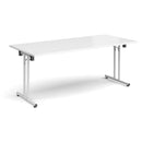 Rectangular Folding Leg Table With Straight Foot Rails - White - NWOF
