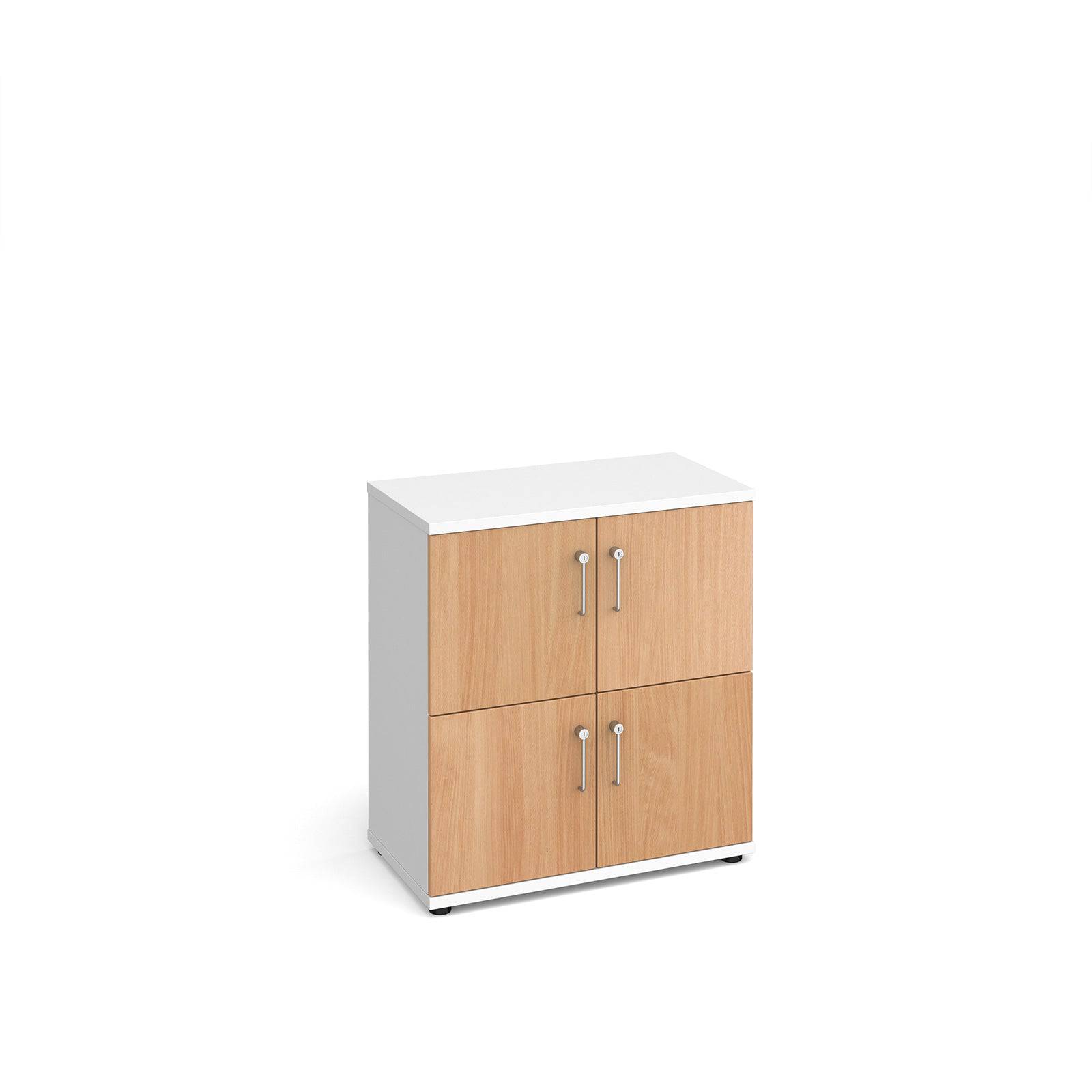 Wooden Storage Locker - White With Beech Doors | Flogit2us.com