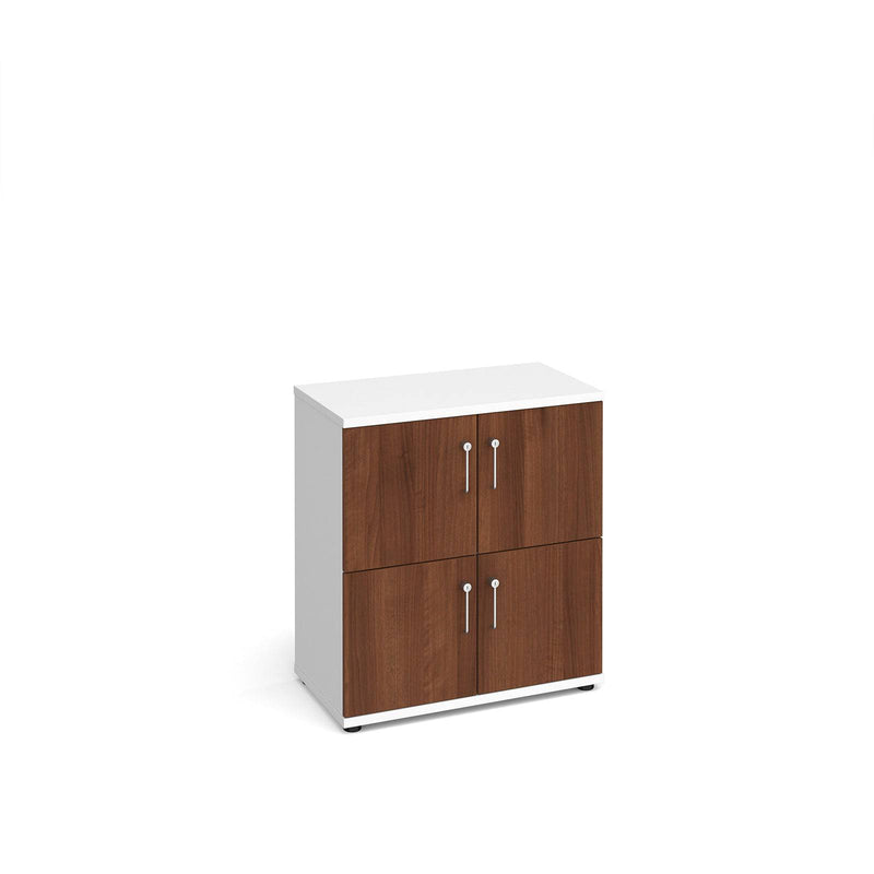 Wooden Storage Locker - White With Walnut Doors - NWOF