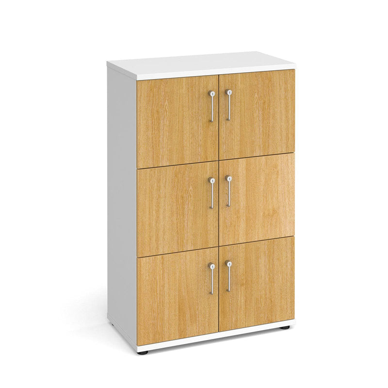 Wooden Storage Locker - White With Oak Doors - NWOF