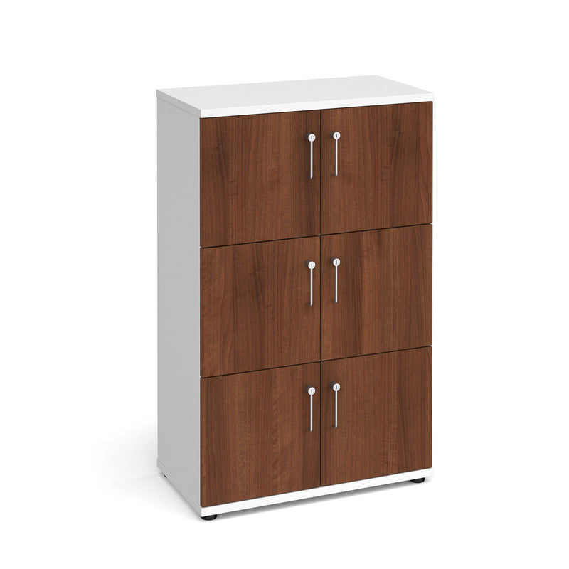 Wooden Storage Locker - White With Walnut Doors - NWOF