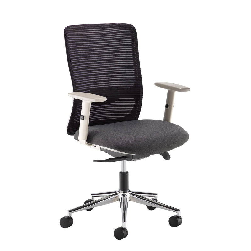 Arcade Black Mesh Back Operator Chair With Grey Fabric Seat & Chrome Base - NWOF