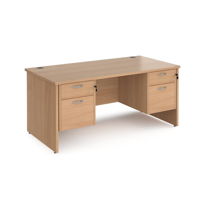 Maestro 25 Straight Desk 800mm Deep With Two Fixed 2 Drawer Pedestals - Panel End Leg - NWOF