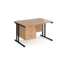 Maestro 25 Straight Desk 800mm Deep With Fixed 3 Drawer Pedestal & Cantilever Leg - NWOF