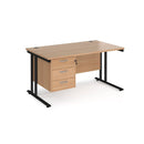 Maestro 25 Straight Desk 800mm Deep With Fixed 3 Drawer Pedestal & Cantilever Leg - NWOF