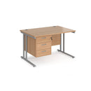 Maestro 25 Straight Desk 800mm Deep With Fixed 3 Drawer Pedestal & Cantilever Leg - NWOF