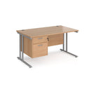 Maestro 25 Straight Desk 800mm Deep With Fixed 2 Drawer Pedestal & Cantilever Leg - NWOF