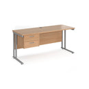 Maestro 25 Straight Desk 600mm Deep With Fixed 2 Drawer Pedestal & Cantilever Leg - NWOF