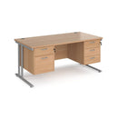 Maestro 25 Straight Desk 800mm Deep With Fixed 2 & 3 Drawer Pedestals - Cantilever Leg - NWOF