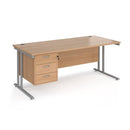 Maestro 25 Straight Desk 800mm Deep With Fixed 3 Drawer Pedestal & Cantilever Leg - NWOF