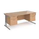 Maestro 25 Straight Desk 800mm Deep With Two Fixed 2 Drawer Pedestals - Cantilever Leg - NWOF