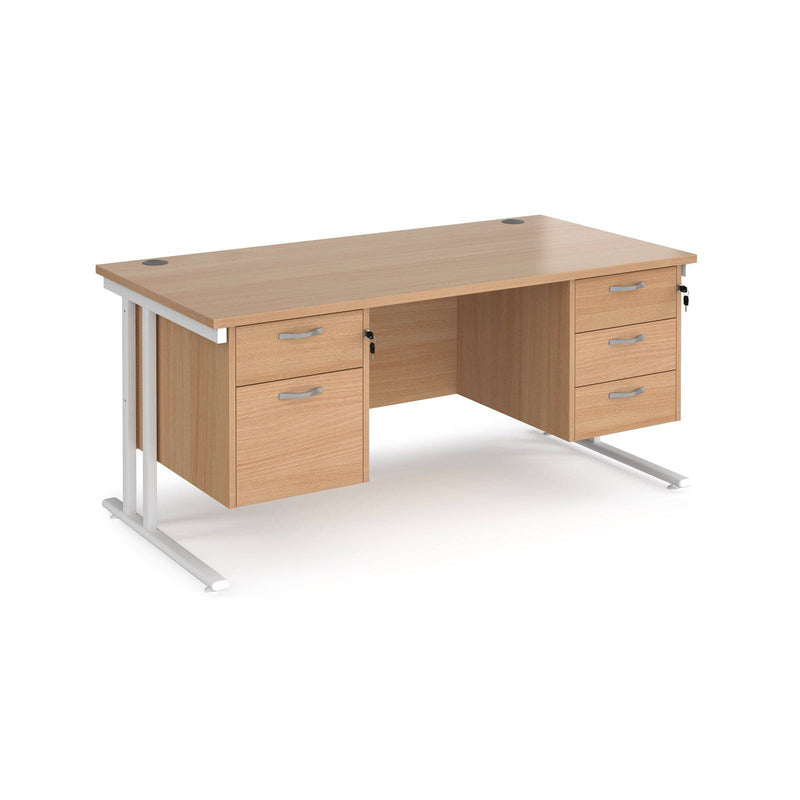 Maestro 25 Straight Desk 800mm Deep With Fixed 2 & 3 Drawer Pedestals - Cantilever Leg - NWOF