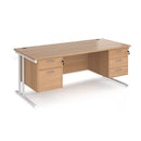 Maestro 25 Straight Desk 800mm Deep With Fixed 2 & 3 Drawer Pedestals - Cantilever Leg - NWOF