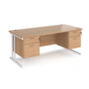 Maestro 25 Straight Desk 800mm Deep With Two Fixed 2 Drawer Pedestals - Cantilever Leg - NWOF