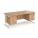 Maestro 25 Straight Desk 800mm Deep With Two Fixed 3 Drawer Pedestals - Cantilever Leg - NWOF