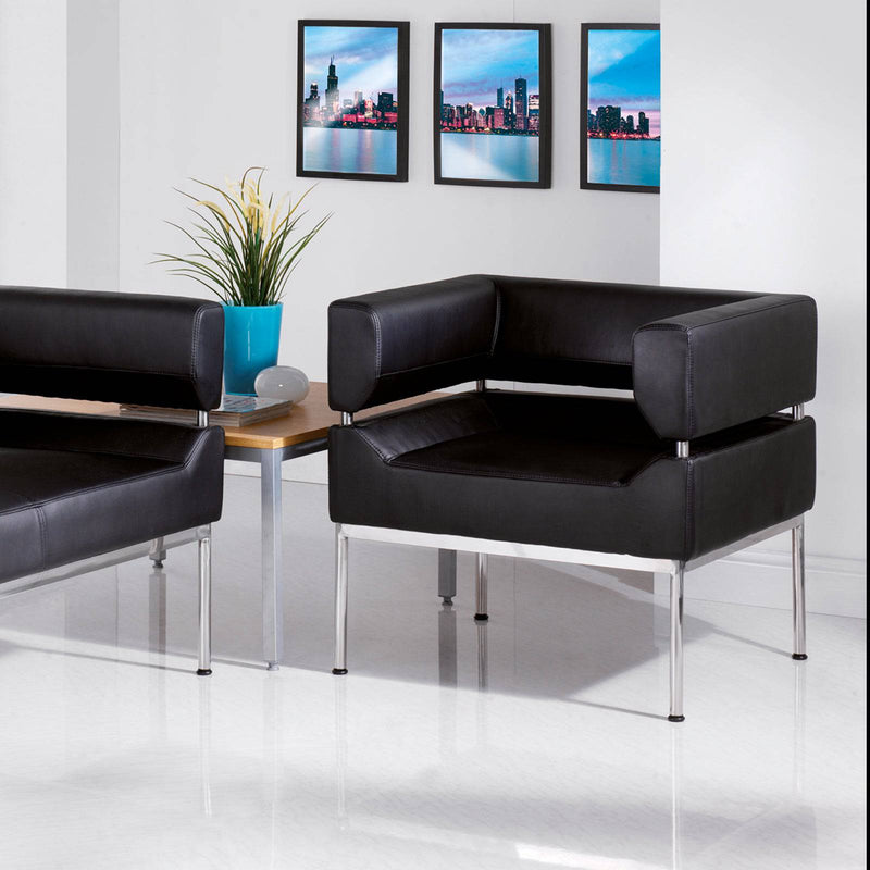 Benotto Reception Single Tub Chair - Black Faux Leather - NWOF
