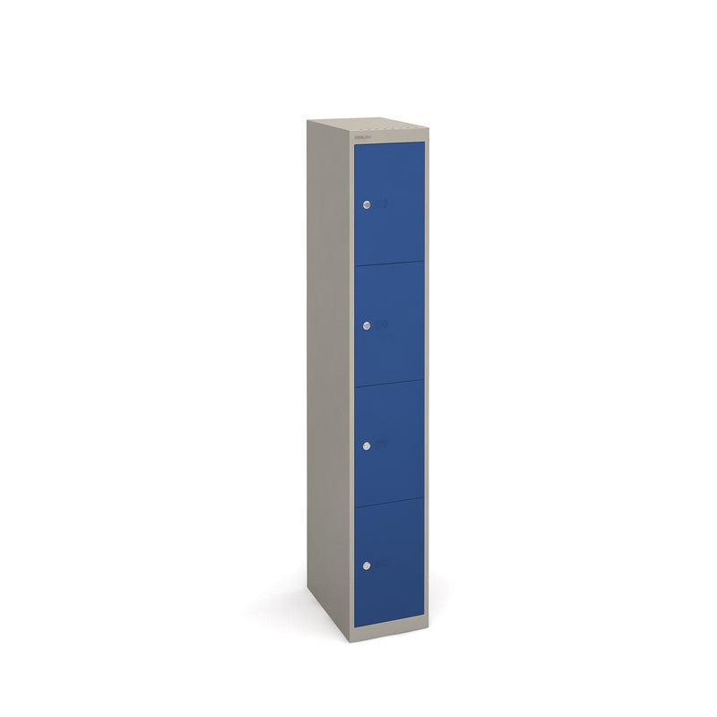 Bisley Lockers With 4 Doors 457mm Deep - Grey With Blue Doors - NWOF