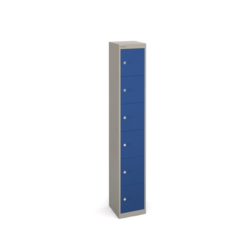 Bisley Lockers With 6 Doors 305mm Deep - Grey With Blue Doors - NWOF