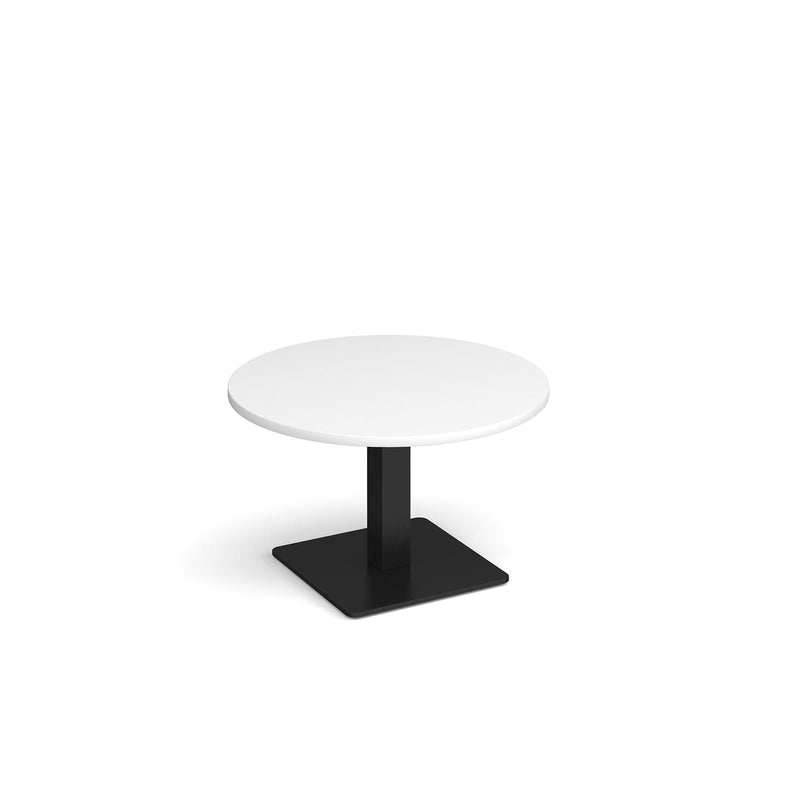 Brescia Circular Coffee Table With Flat Square Base 800mm - White - NWOF