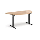 Semi Circular Folding Leg Table With Straight Foot Rails - Beech - NWOF