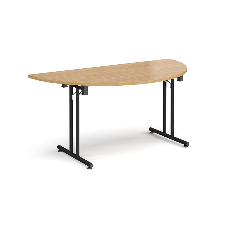Semi Circular Folding Leg Table With Straight Foot Rails - Oak - NWOF