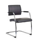 Bruges Meeting Room Cantilever Chair (Pack of 2) - Black Faux Leather - NWOF