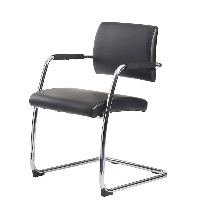 Bruges Meeting Room Cantilever Chair (Pack of 2) - Black Faux Leather - NWOF